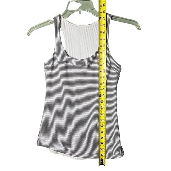 Lululemon Racerback Tank Top Womens Small Gray White Striped Athletic Yoga Gym - Picture 6 of 8